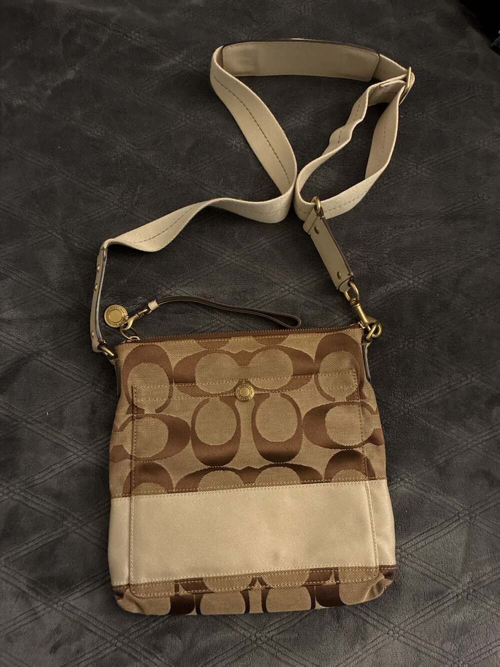 Coach Signature Canvas and Leather Courier Crossbody Bag 10127